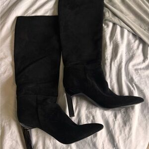 Black Knee-High Heeled Boots